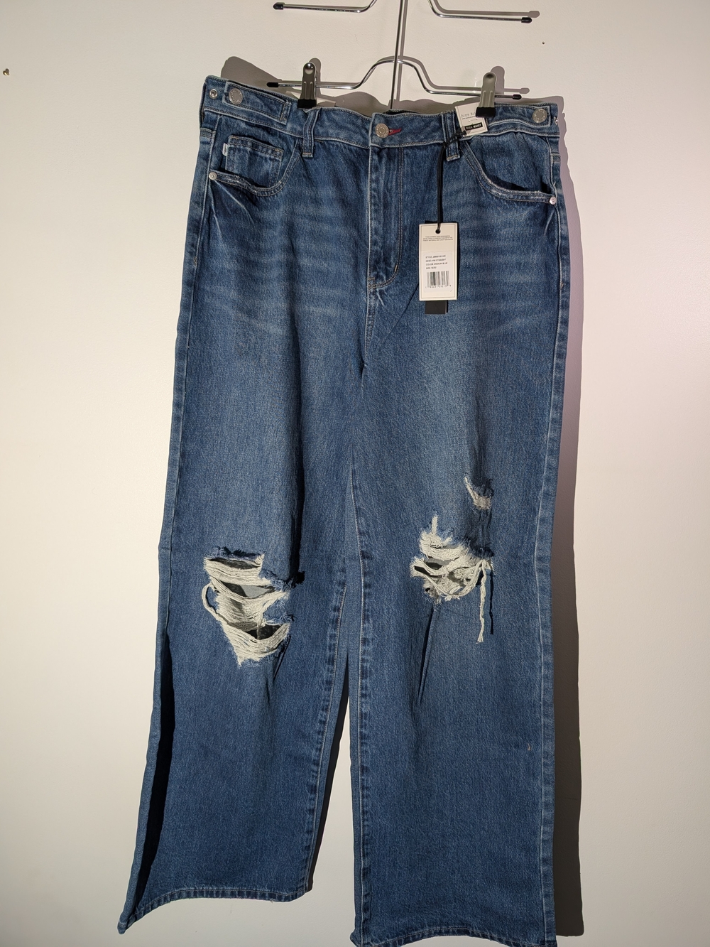 Judy Blue Medium Blue Distressed Wide-Leg Jeans